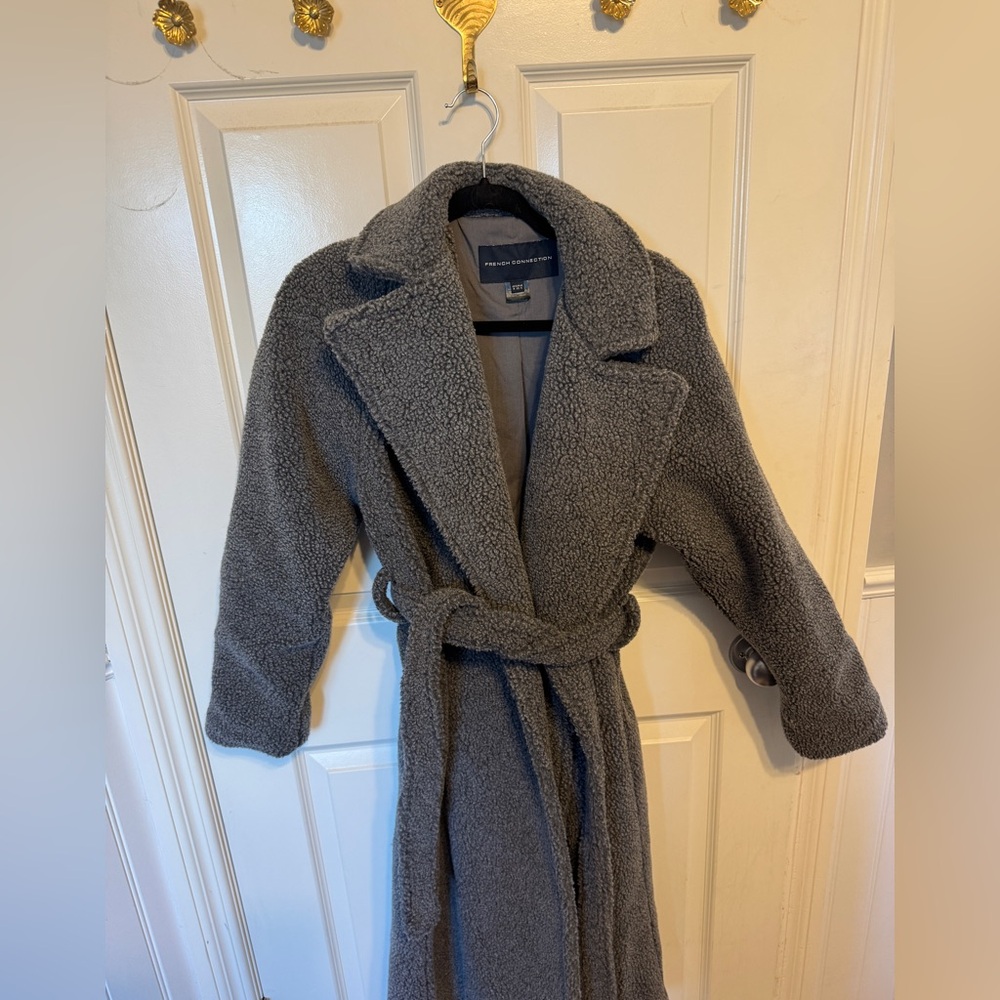 French Connection long teddy coat